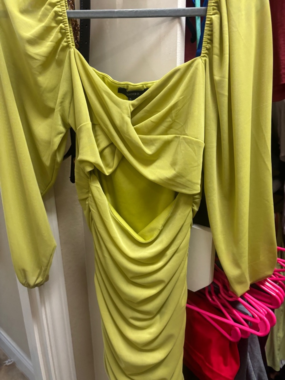 Forever 21 Lime Green Bodycon Cutout Dress